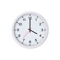White round wall clock showing 16 o`clock, isolated Royalty Free Stock Photo